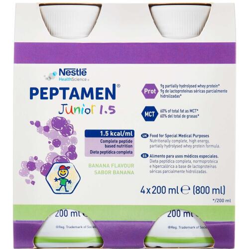 Køb Peptamen Junior 1.5 Banan 4 x 200 ml online hos apotekeren.dk