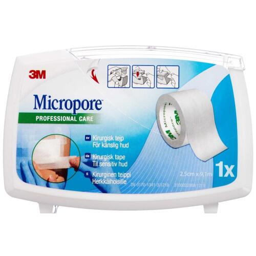 Køb Micropore på dispenser hvid 2,5 cm x 9,14 m 1 stk. online hos apotekeren.dk