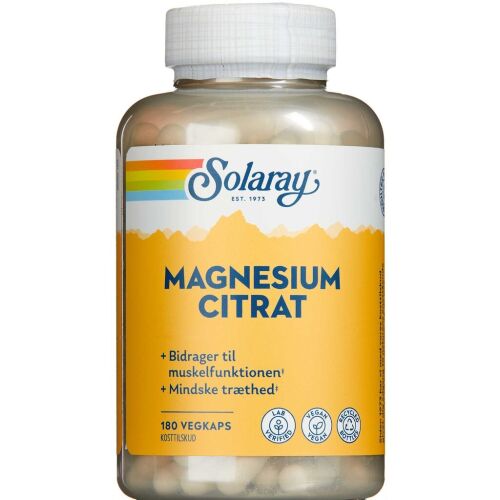 Køb Solaray Magnesiumcitrat 180 stk. online hos apotekeren.dk