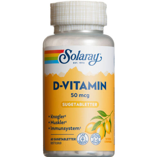 Køb Solaray D-vitamin Sugetabletter med citronsmag, 60 stk. online hos apotekeren.dk