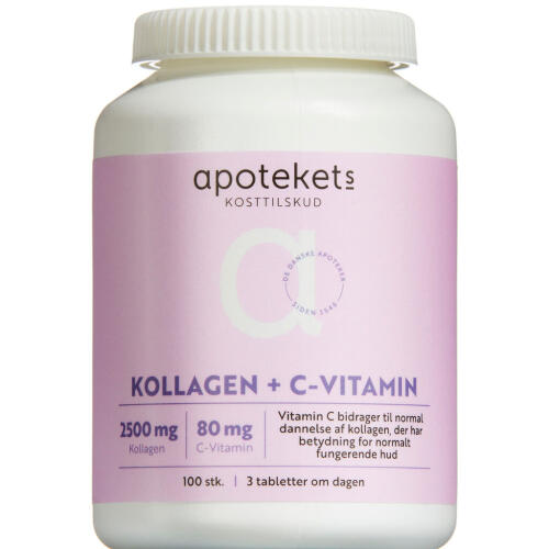 Køb Apotekets Kollagen + C-Vitamin 100 stk. online hos apotekeren.dk