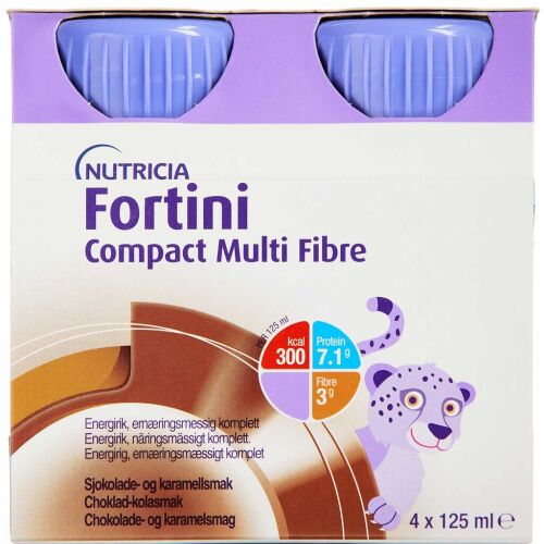 Køb Fortini Compact Multi Fibre Choko-karamel 4x125 ml online hos apotekeren.dk