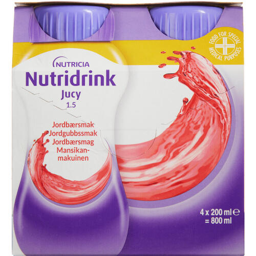 Køb Nutridrink Juice Style Jordbær 4x200 ml online hos apotekeren.dk