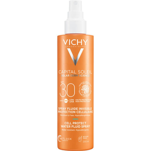Køb Vichy Capital Soleil Cell Protect Solspray SPF30 200 ml online hos apotekeren.dk