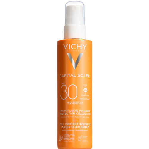 Køb Vichy Capital Soleil Cell Protect Solspray SPF30 200 ml online hos apotekeren.dk