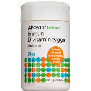 Køb Apovit Immun D-Vitamin 25 mikg Tyggetabletter 100 stk. online hos apotekeren.dk