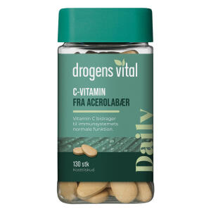 Køb Drogens Vital C-vitamin fra Acerolabær 130 stk. online hos apotekeren.dk