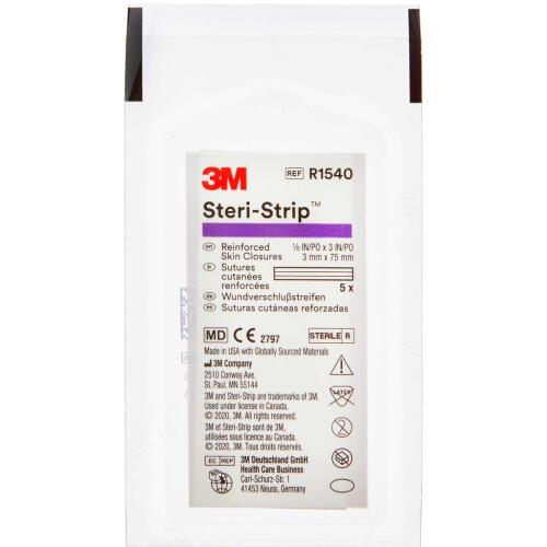 3M 12297 Steri-Strip Skin Closures, 1/8 x 3 Size, Pack of 5