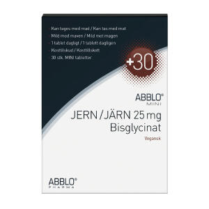 Køb ABBLO Jern 25mg Bisglycinat 30 stk. online hos apotekeren.dk