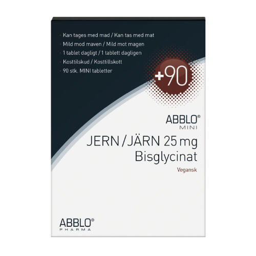 Køb ABBLO Mini Jern 25 mg Bisglycinat 90 stk. online hos apotekeren.dk