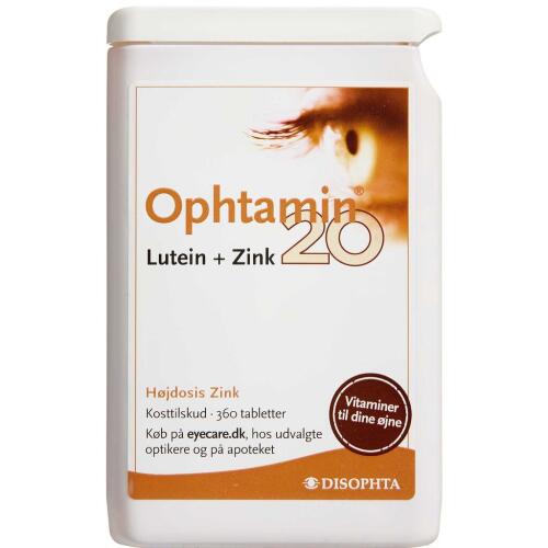 Køb Ophtamin 20 Lutein+Zink 360 stk. online hos apotekeren.dk