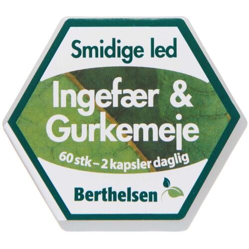 Køb Berthelsen Ingefær og Gurkemeje Kapsler 60 stk. online hos apotekeren.dk