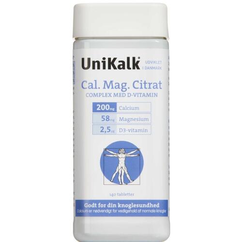 Køb UniKalk Cal-Mag-Citrat 140 stk. online hos apotekeren.dk