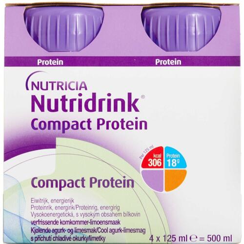 Køb Nutridrink Compact Protein Cool Agurk-Limesmag 4 x 125 ml online hos apotekeren.dk