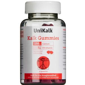 Køb UniKalk Kalk Gummies Strawberry 50 stk online hos apotekeren.dk