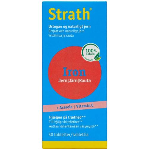 Køb Strath Iron – naturligt jerntilskud med fermenteret urtegær 30 tabletter online hos apotekeren.dk