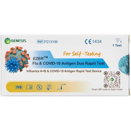 Køb Ezer Flu & Covid-19 Antigen Duo Hjemme Test 1 stk. online hos apotekeren.dk