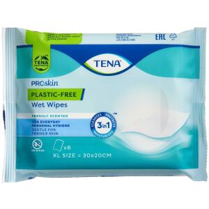 Køb TENA wet wipes plasticfree 8 stk. online hos apotekeren.dk