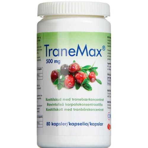 Køb TraneMax Tranebær Ekstrakt 500mg 80 stk. online hos apotekeren.dk