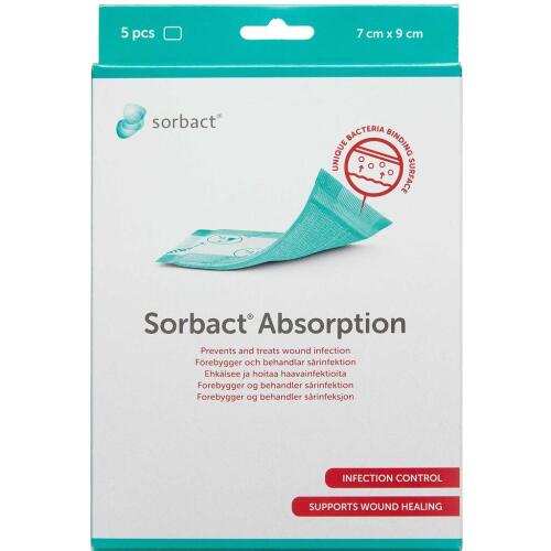 Køb Sorbact Absorption Bandage, 7X9 cm 5 stk. online hos apotekeren.dk