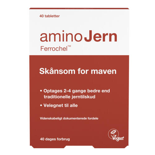 Køb AminoJern Ferrochel tabletter, 40 stk.  online hos apotekeren.dk