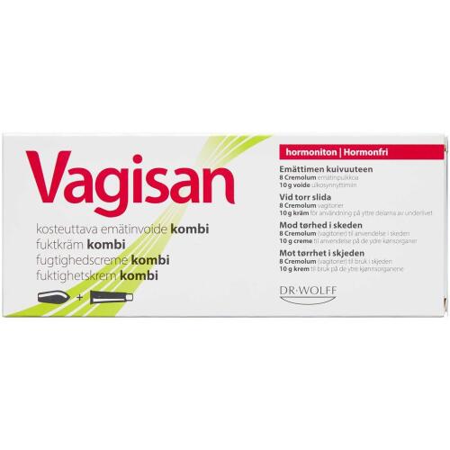 Køb Vagisan Fugtighedscreme Kombi Vagitorier + Cremolum 8 stk. x 10 g 1 stk. online hos apotekeren.dk