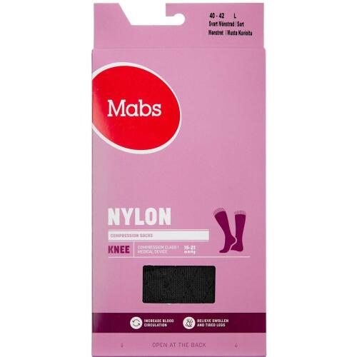Køb Mabs Nylon Knee Design Black Large 1 par online hos apotekeren.dk
