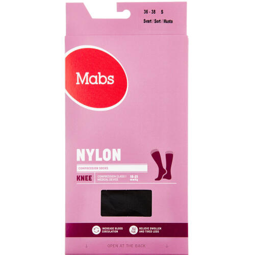 Køb Mabs Nylon Knee Black Small 1 par online hos apotekeren.dk