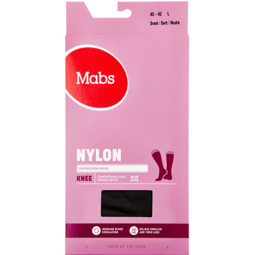 Køb Mabs Nylon Knee Black Large 1 par online hos apotekeren.dk