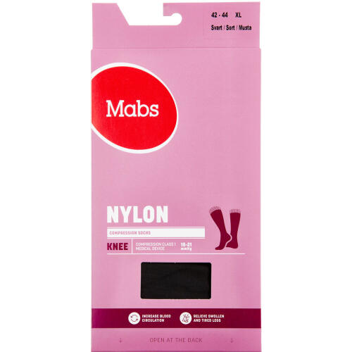 Køb MABS NYLON KNEE SORT X-LARGE online hos apotekeren.dk