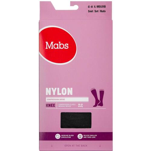 Køb Mabs Nylon Cotton Knee Wide Black X-Large 1 par online hos apotekeren.dk