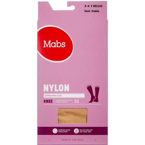 Køb Mabs Nylon Cotton Knee Wide Sand Medium 1 par online hos apotekeren.dk