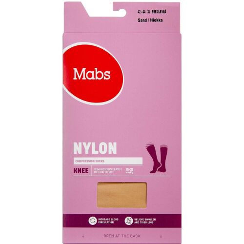 Køb Mabs Nylon Cotton Knee Wide Sand X-Large 1 par online hos apotekeren.dk