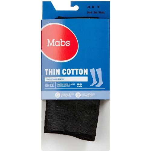 Køb Mabs Thin Cotton Knee Sort Medium 1 par online hos apotekeren.dk