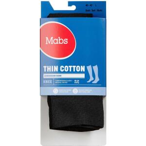 Køb Mabs Thin Cotton Knee Sort Large 1 par online hos apotekeren.dk