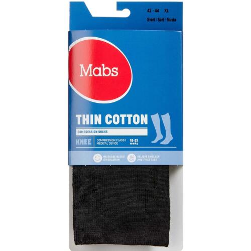 Køb Mabs Thin Cotton Knee Sort X-Large 1 par online hos apotekeren.dk