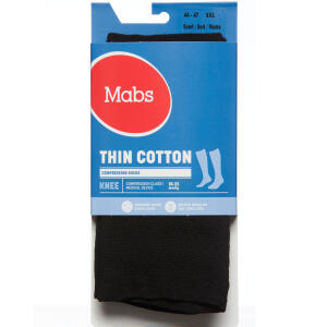 Køb Mabs Thin Cotton Knee Sort XX-Large 1 par. online hos apotekeren.dk
