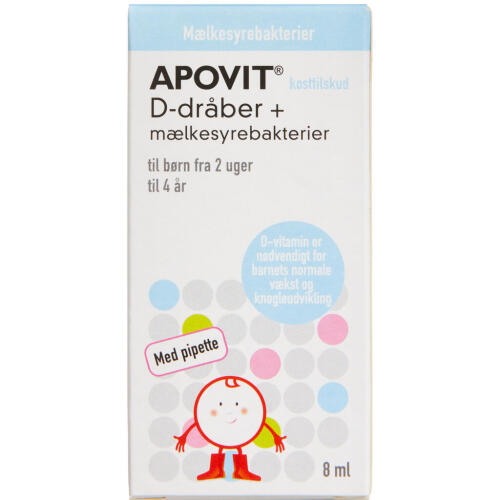 Køb Apovit D-dråber med mælkesyrebakterier - 8 ml. online hos apotekeren.dk