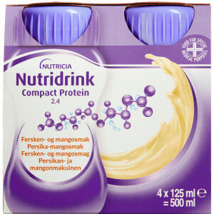 Køb Nutridrink Compact Protein Fersken-Mango 4 x 125 ml online hos apotekeren.dk
