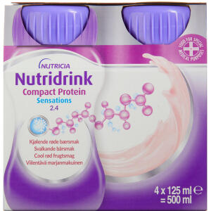 Køb Nutridrink Compact Protein Sensations Cool Rød Frugtsmag 4 x 125 ml online hos apotekeren.dk