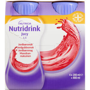 Køb Nutridrink Jucy Jordbær 4 x 200 ml online hos apotekeren.dk