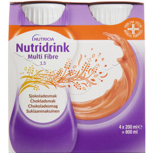 Køb Nutridrink Multi Fibre Chokolade 4 x 200 ml online hos apotekeren.dk