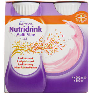 Køb Nutridrink Multi Fibre Jordbær 4 x 200 ml online hos apotekeren.dk