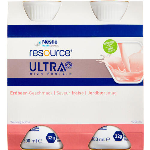 Køb Resource Ultra Jordbær 4x200 ml online hos apotekeren.dk