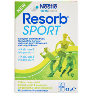 Køb Resorb Sport Hyldeblomst-Lime Brus 2x10 st. online hos apotekeren.dk