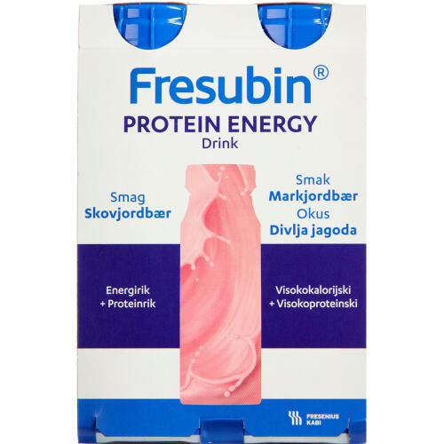 Køb Fresubin Protein Energy Skovjordbær Drink 4x200 ml online hos apotekeren.dk