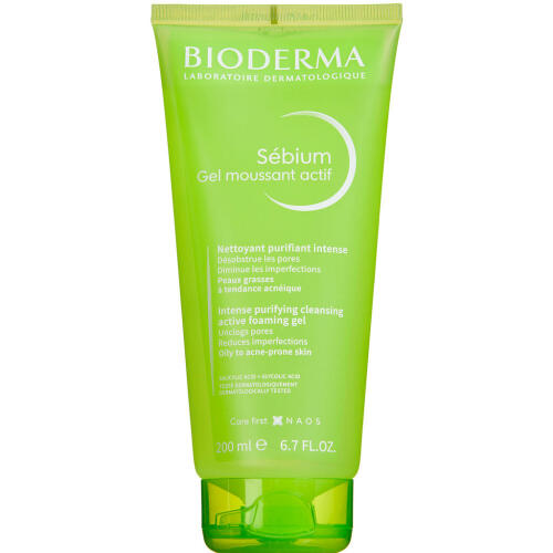 Køb Bioderma Sébium Gel Moussant Actif intensivt skummende rensegel 200 ml online hos apotekeren.dk