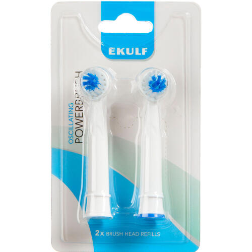 Køb Ekulf Powerbrush Refill børstehoveder hvid 2 stk. online hos apotekeren.dk