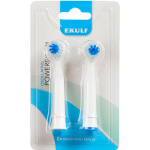 Køb Ekulf Powerbrush Refill børstehoveder hvid 2 stk. online hos apotekeren.dk