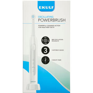 Køb Ekulf Powerbrush hvid el-tandbørste online hos apotekeren.dk